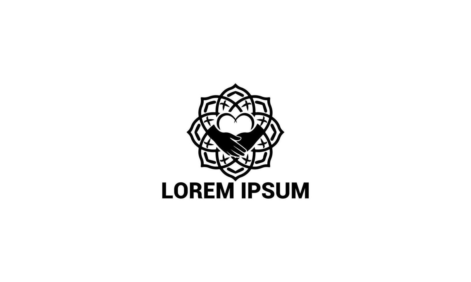 Minimalistic Heart and Hands Logo with Mandala Pattern Symbol of Love and Unity vector
