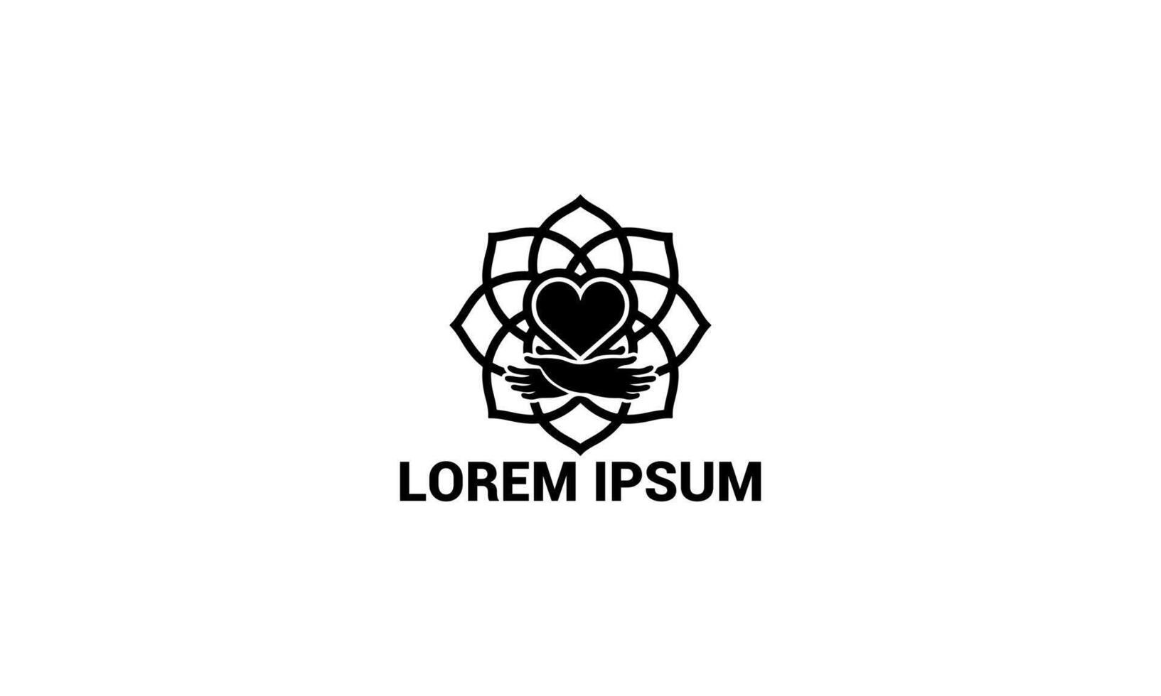 Elegant Heart and Hands Logo with Mandala Symbolizing Love, Care, and Unity vector