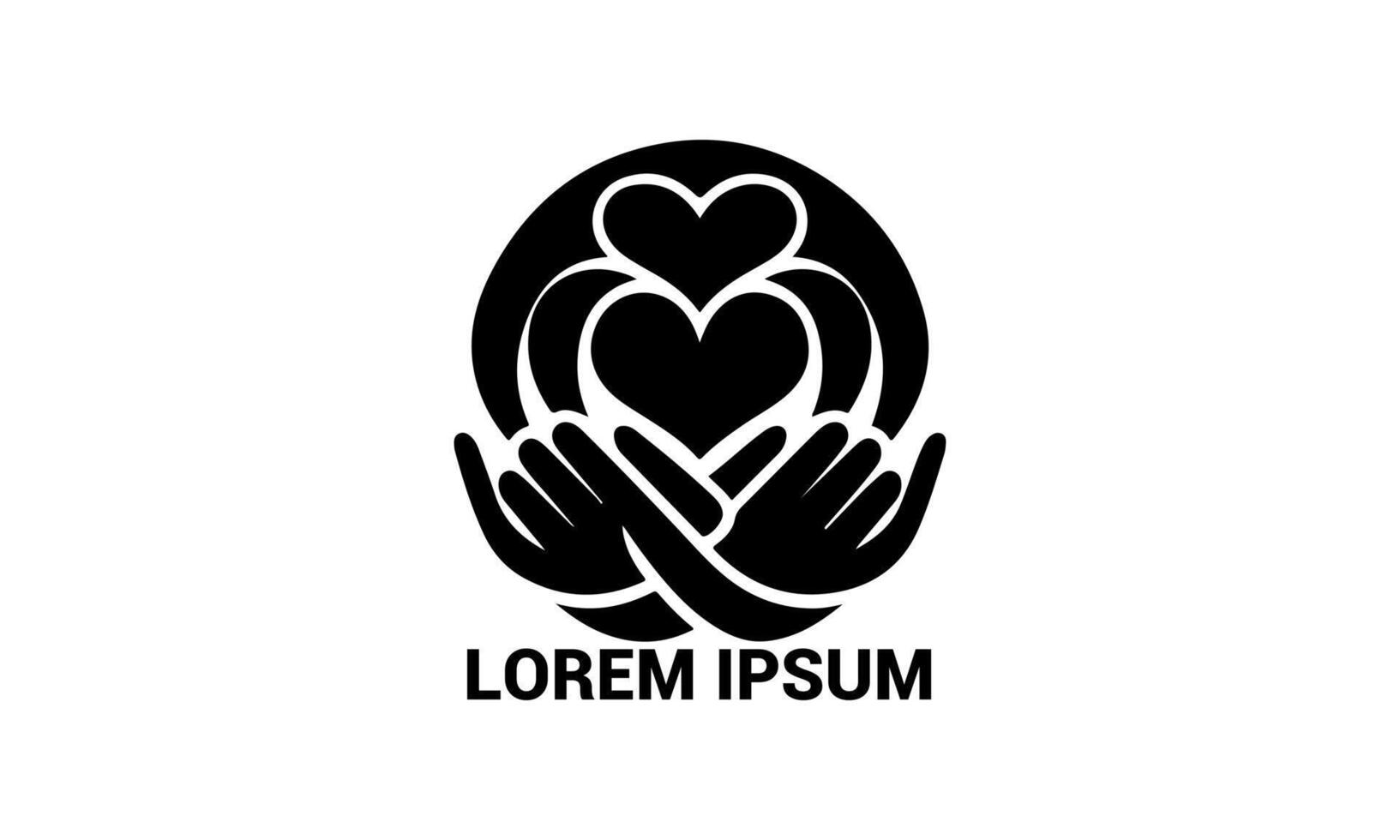 Charity and Care Logo Icon Hands Holding Heart Symbol Design vector