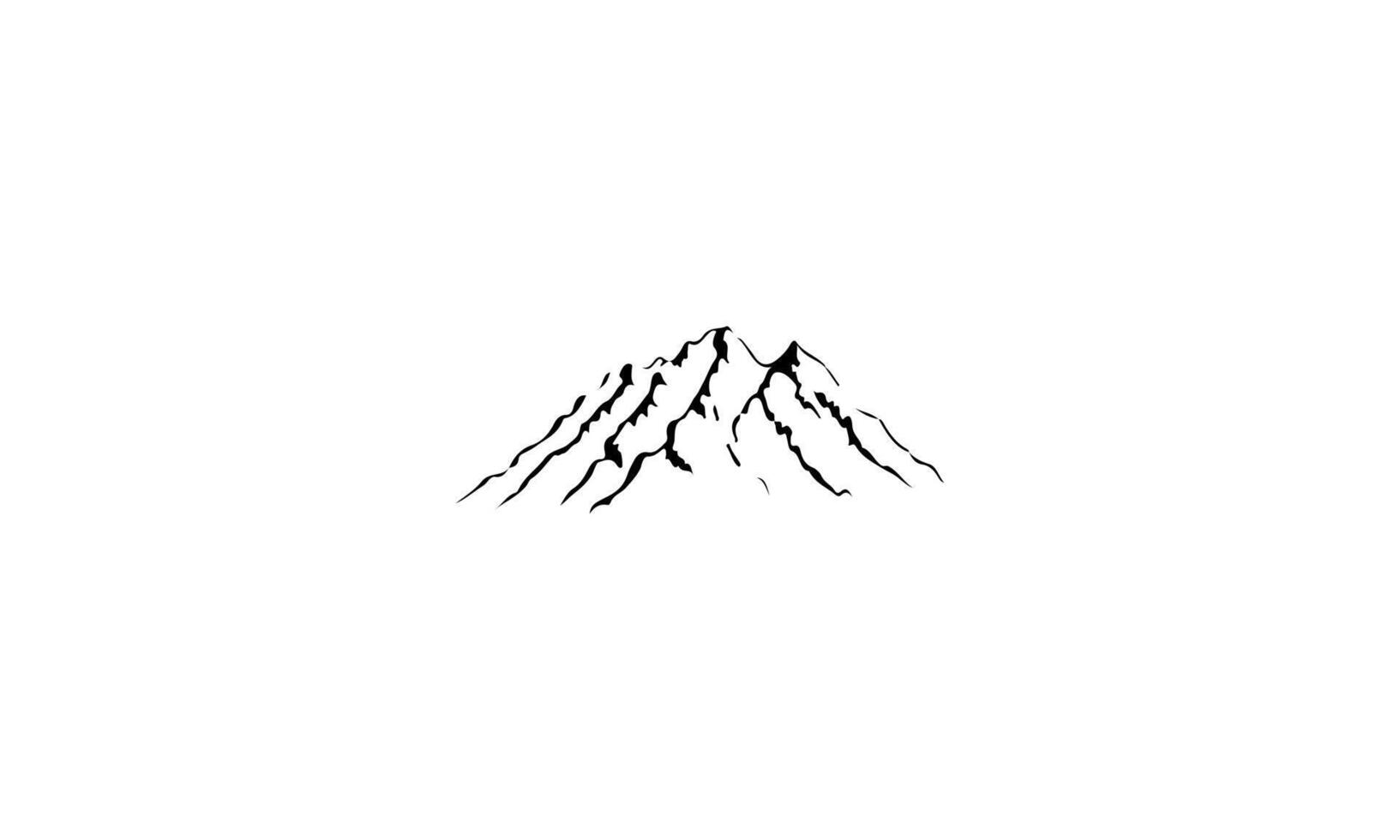Mountain Icon with Snow Capped Peaks and Cracks, Black and White Landscape Design vector
