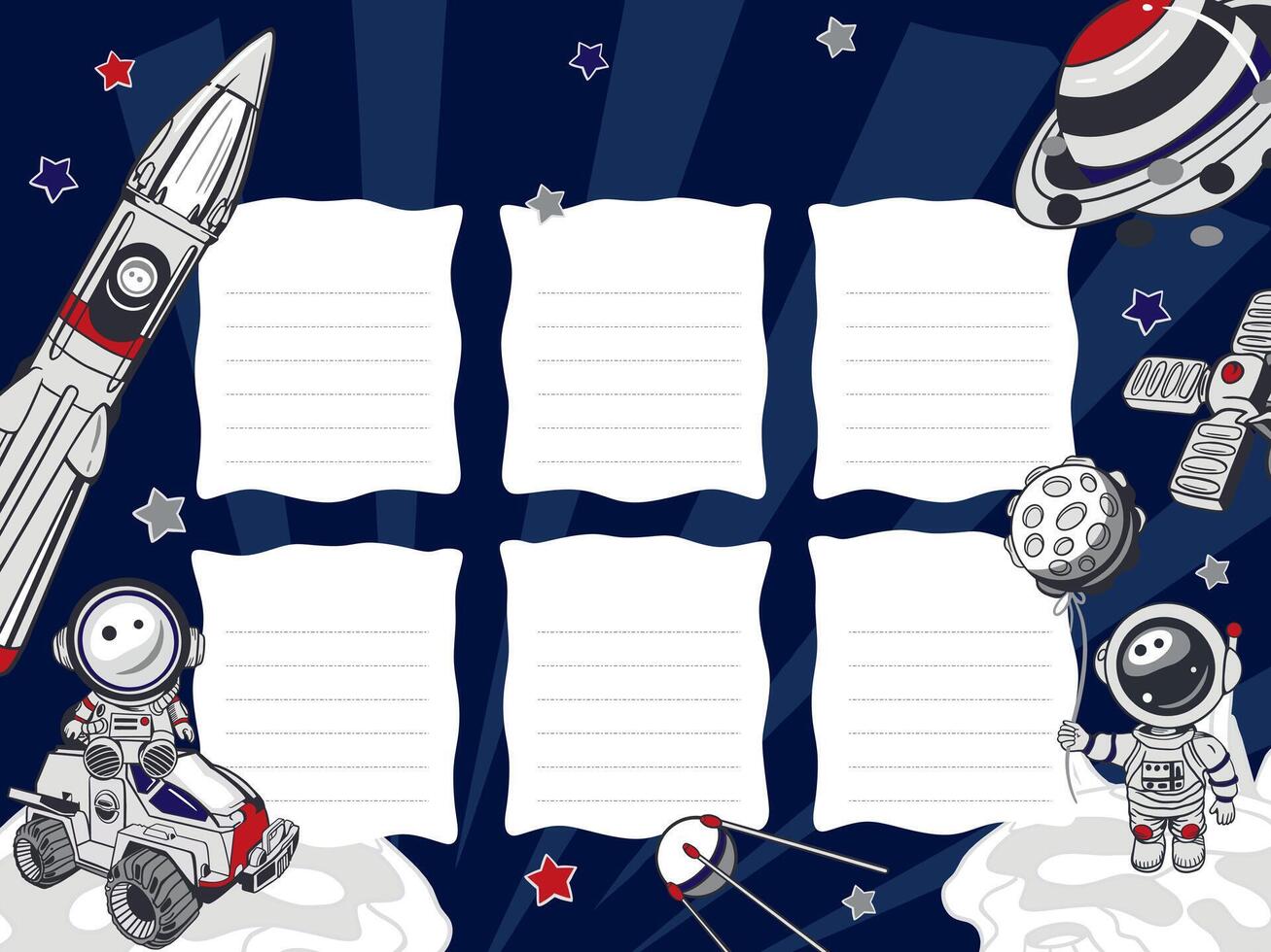 Space-themed drawing activity for children vector