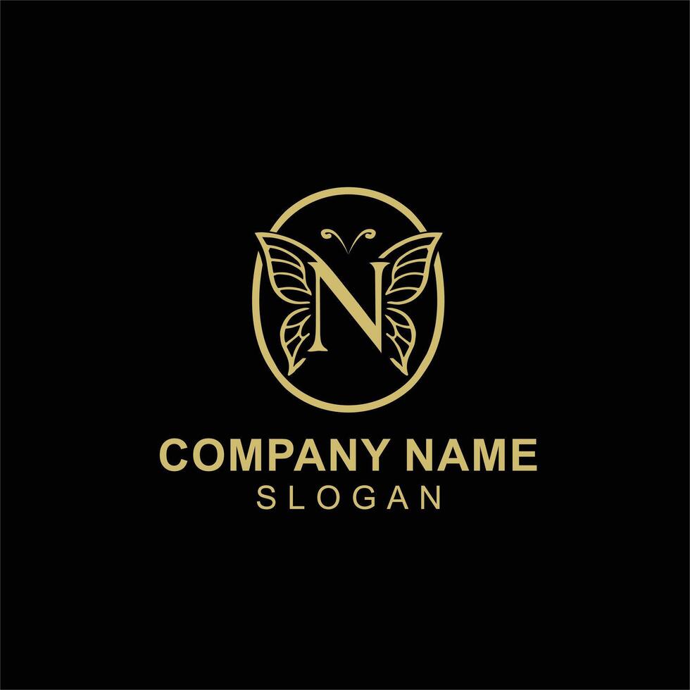 Elegant Butterfly Logo with Letter N for Luxury Brand vector
