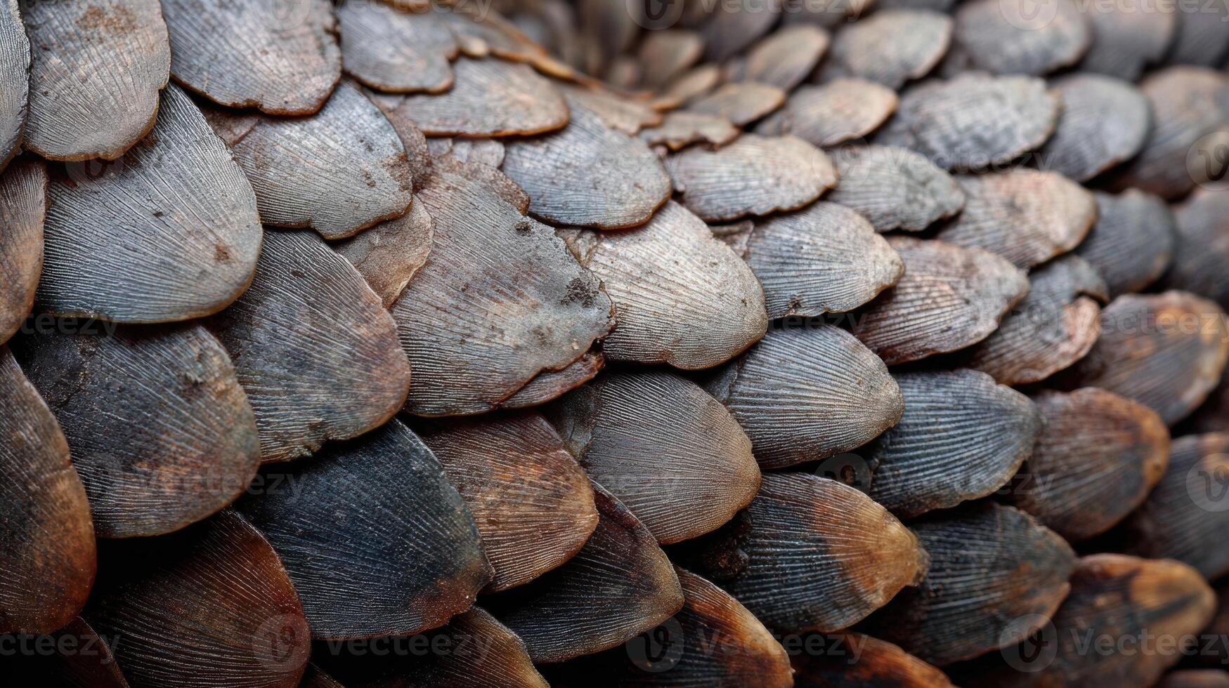 Magnified View of Pangolin Scales Showing Intricate Texture and Natural Patterns in a Clean Composition photo