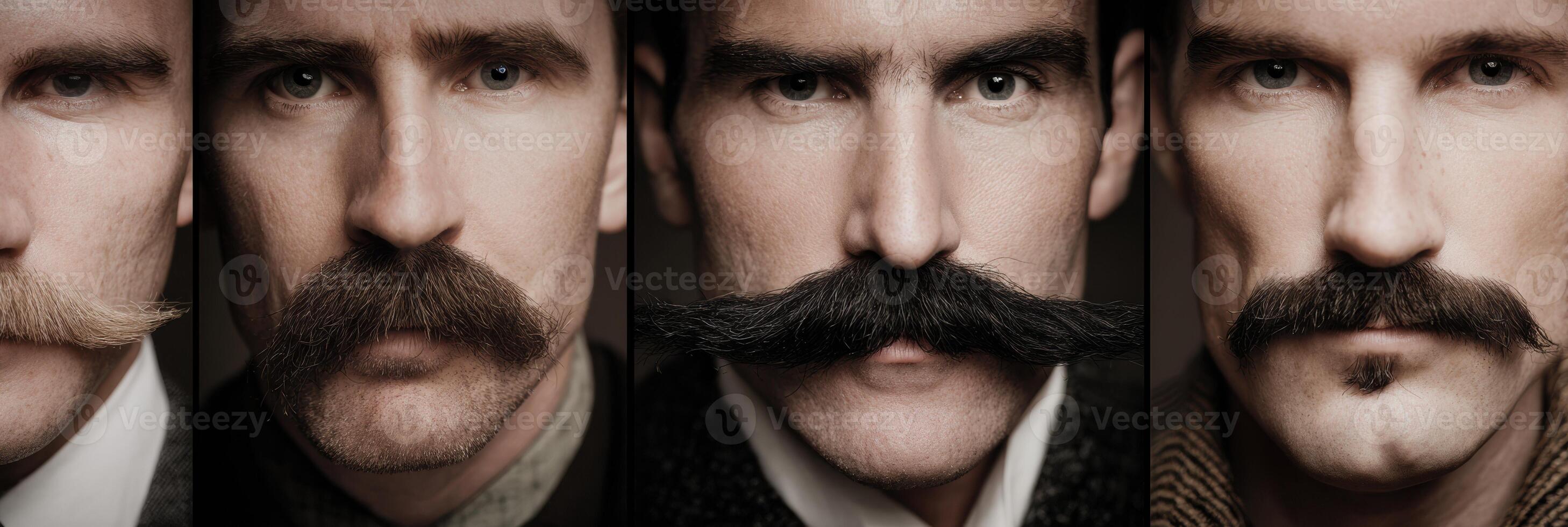 Facial Hair Guide Showcasing Popular Movember Mustache Styles for Men During the Month of November photo