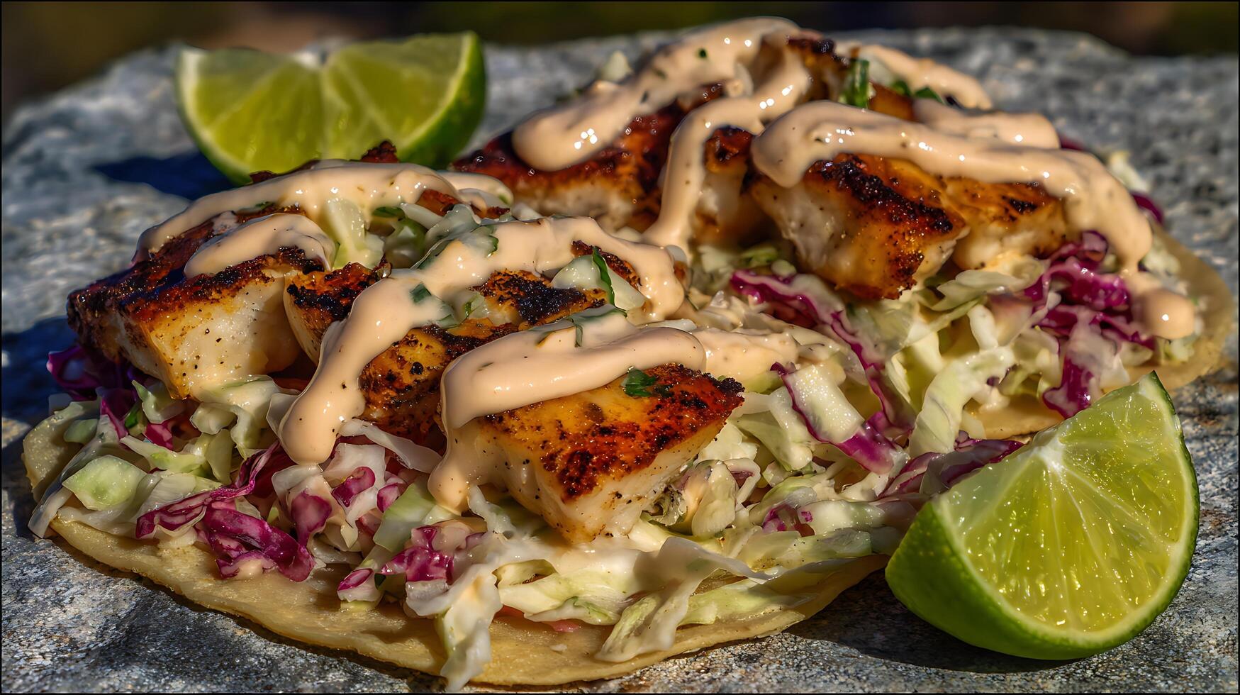 A plate with two tacos and a lime photo