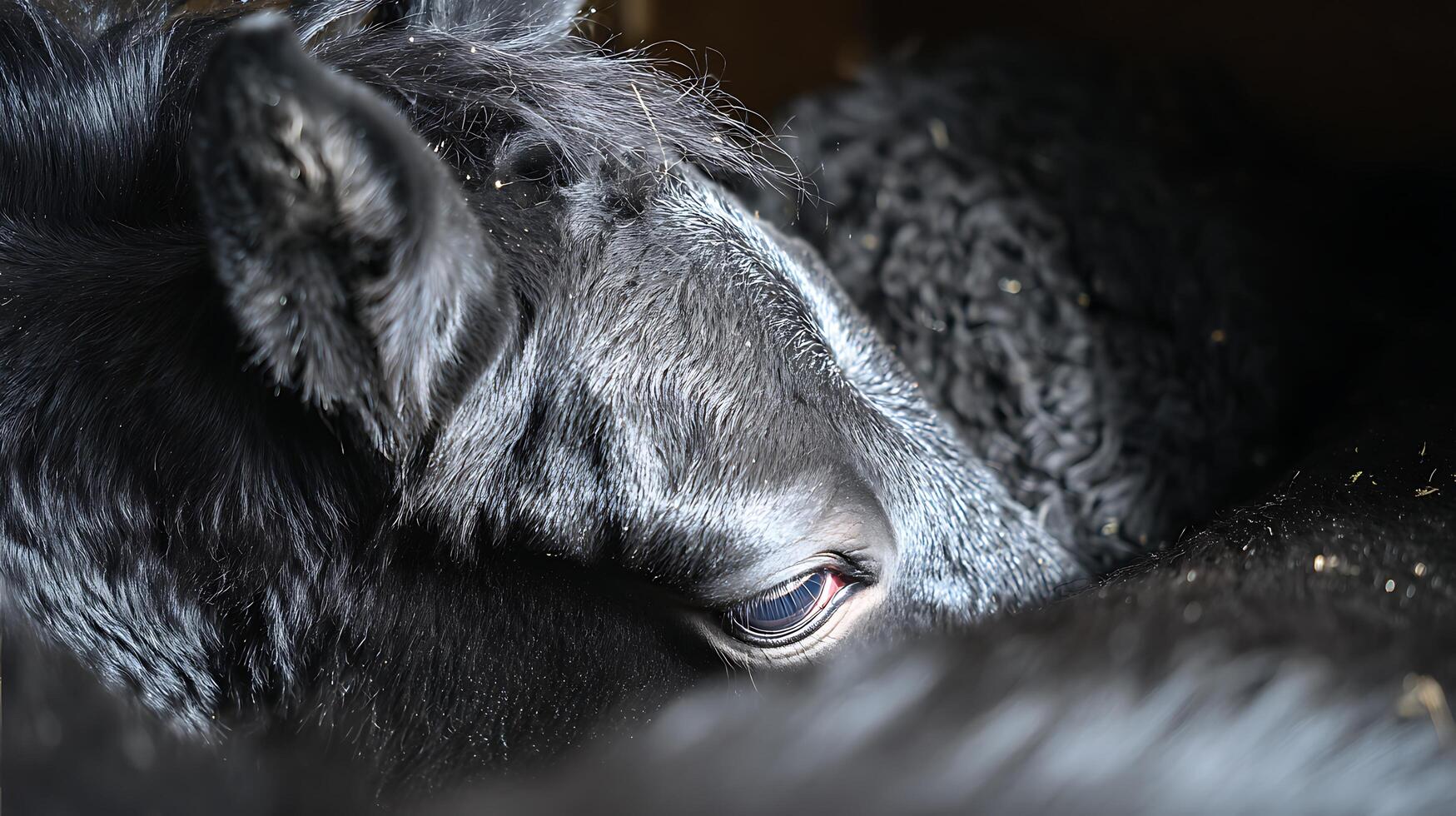 Gentle Gaze A Close Up Look at a Calf's Waking Eye in Warm Light. photo
