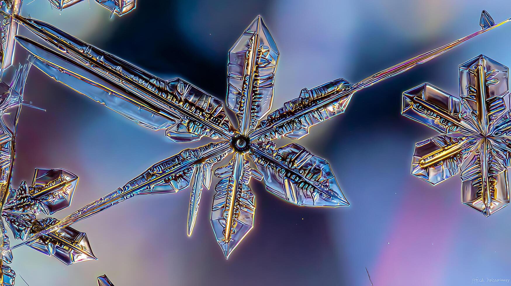 Crystal Ice Formations Close Up With Stunning Reflected Colors. photo