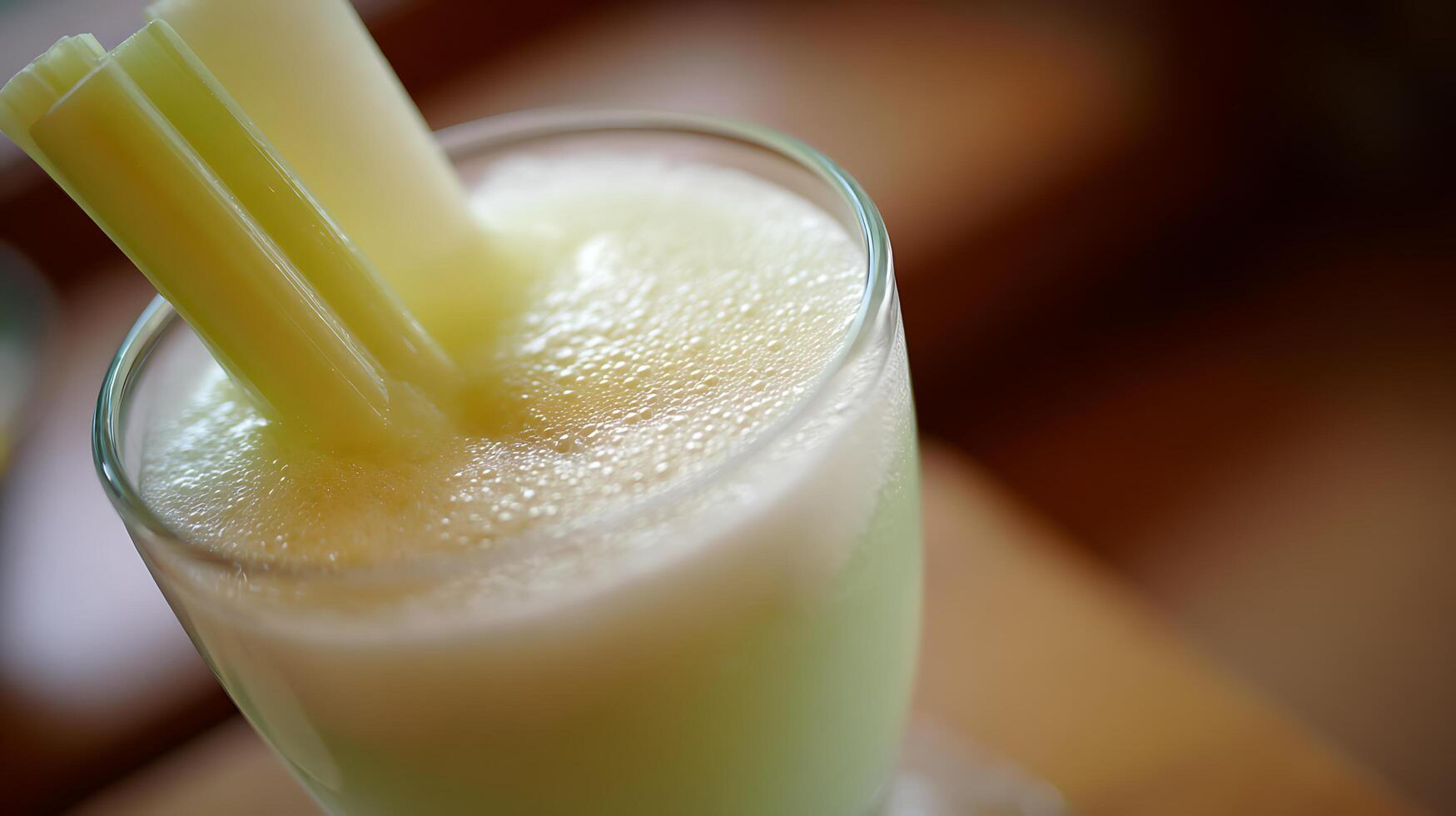 Refreshing Green Juice with Celery Sticks in a Tall Glass. photo