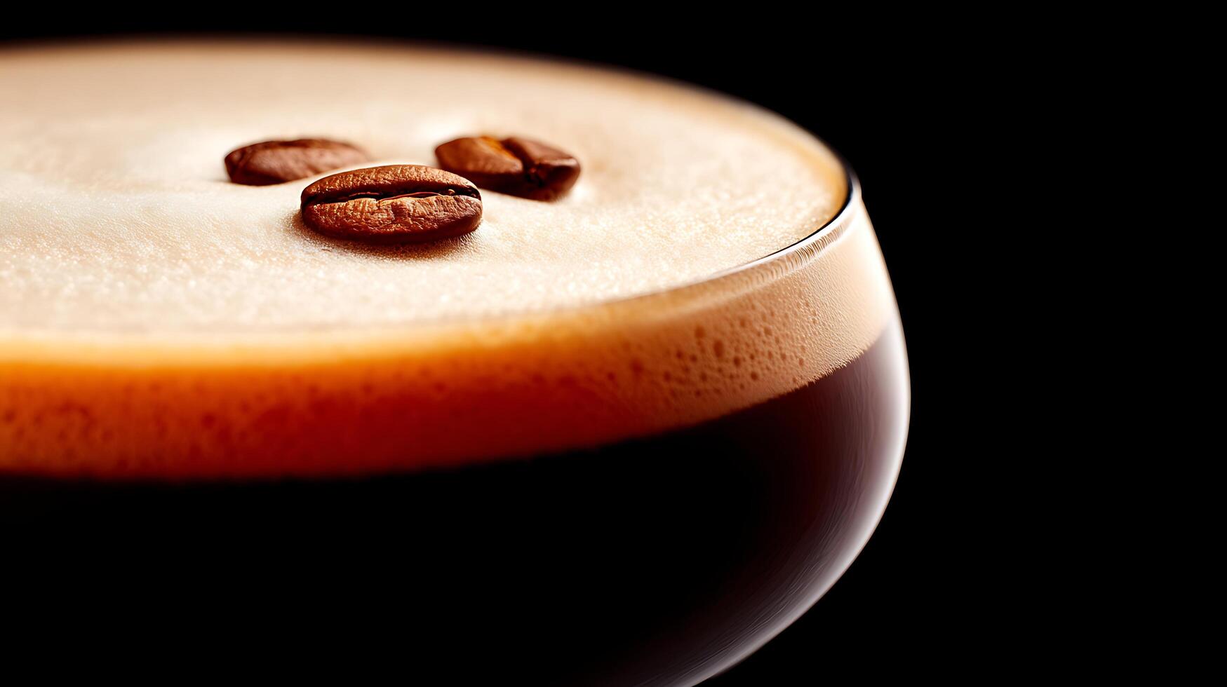 Rich Espresso Martini Topped With Three Coffee Beans Closeup. photo