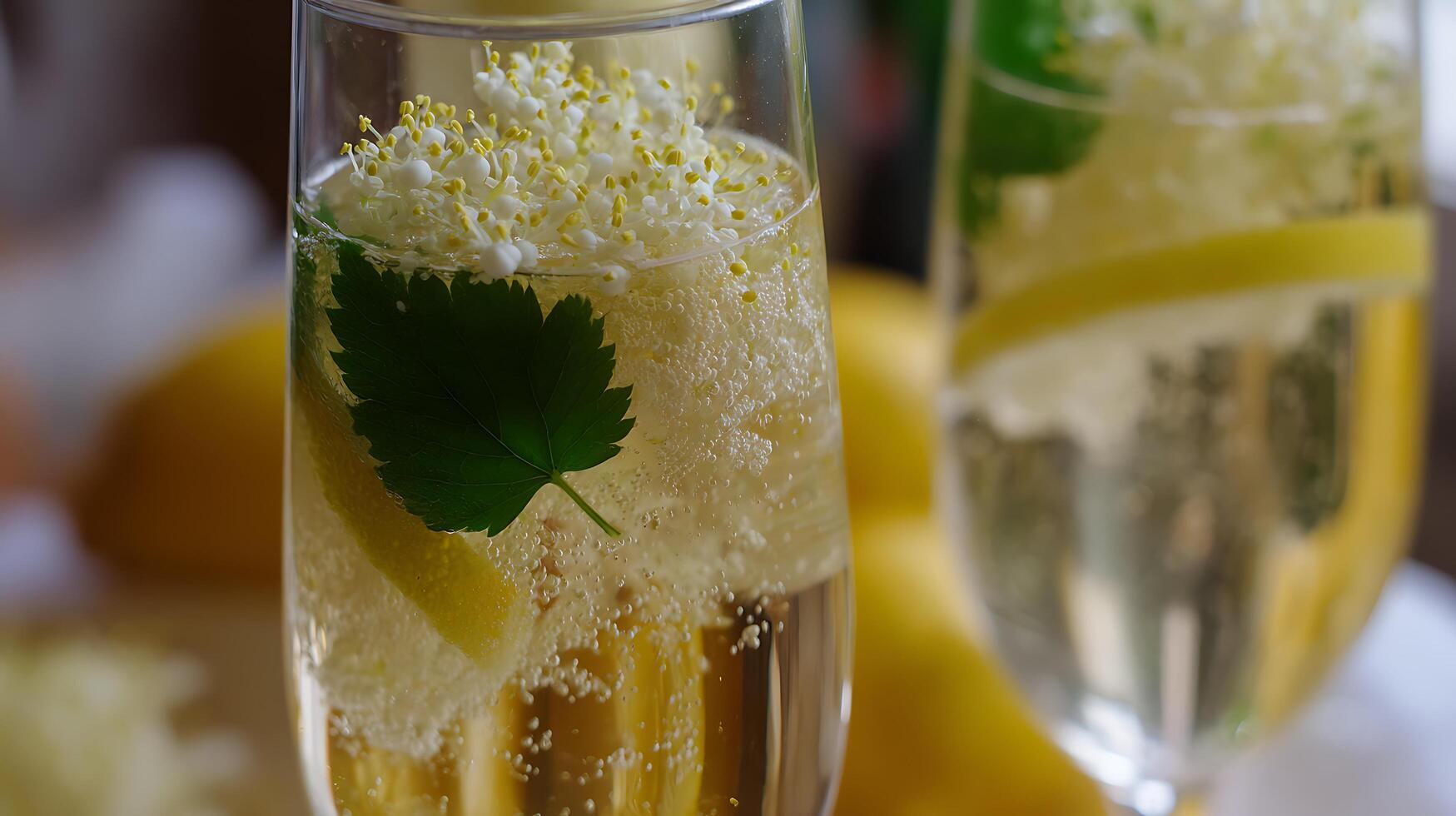 Refreshing Summer Drink with Elderflower, Lemon, and Mint. photo