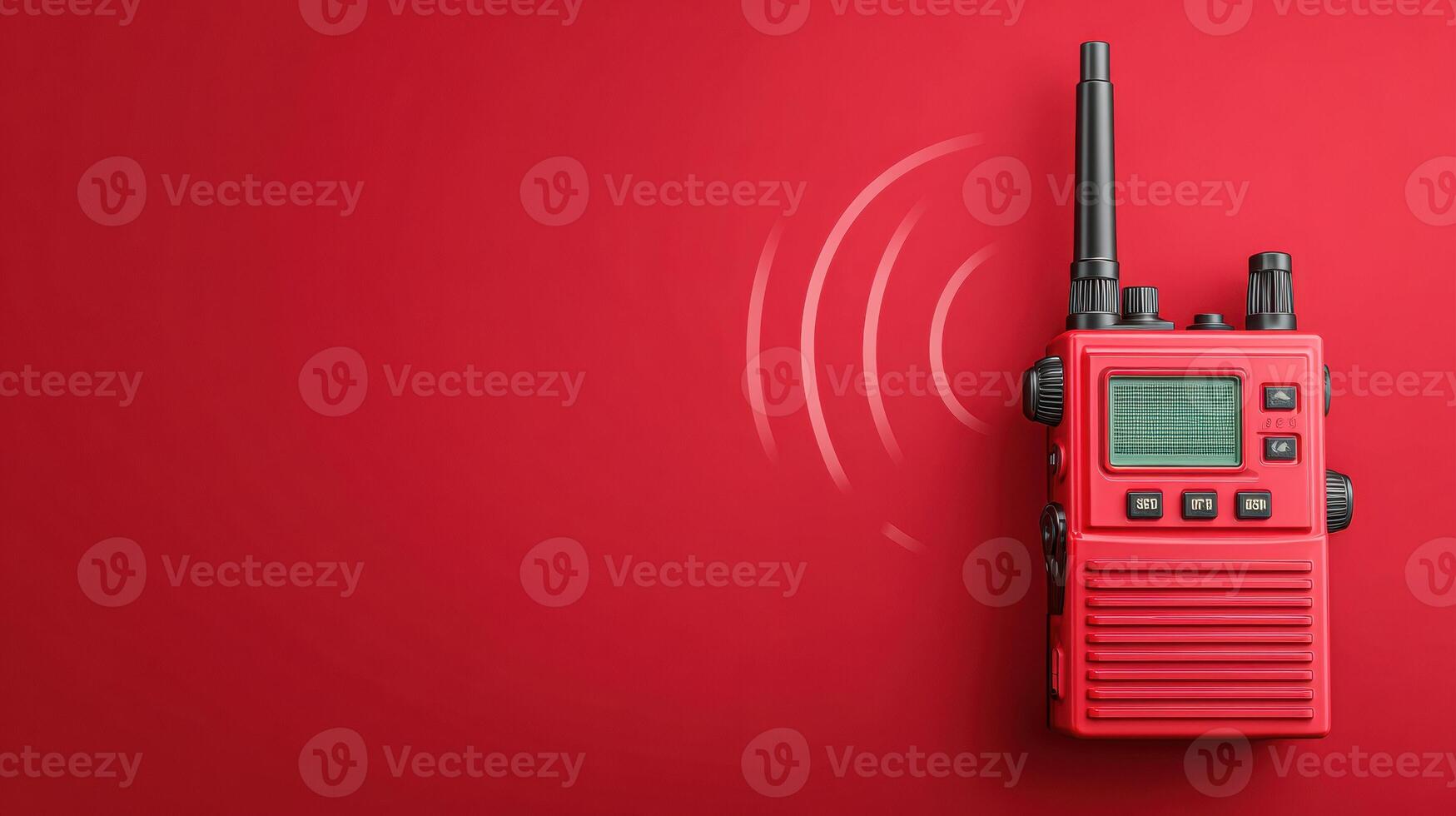 Emergency Communication in Action Using a Red Radio Device With Alert UI Style on a Vibrant Background photo