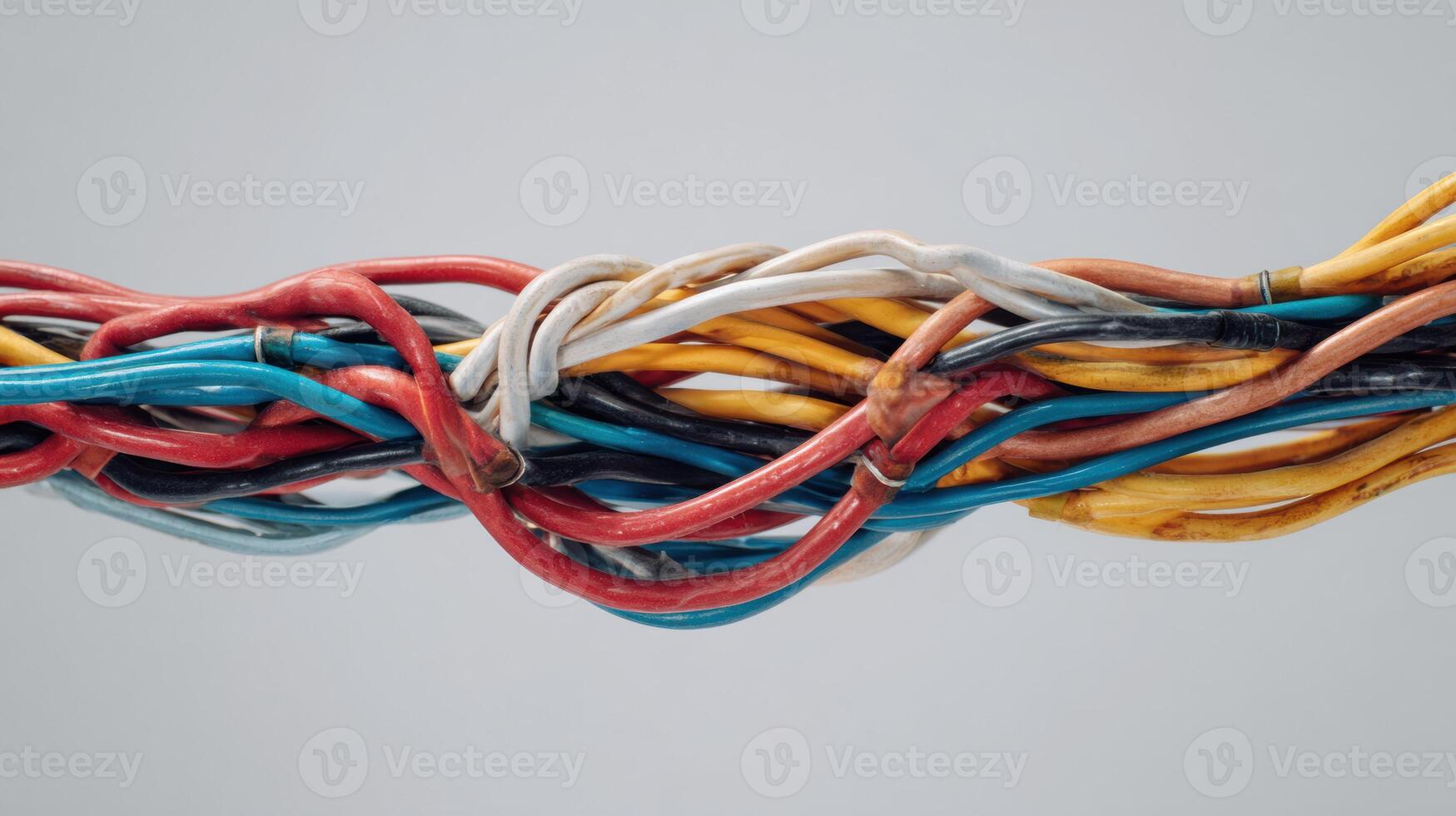 Tangled Cables Transform Into Organized Connections Showcasing a Minimalist Background and Empty Bottom Area for Clarity photo