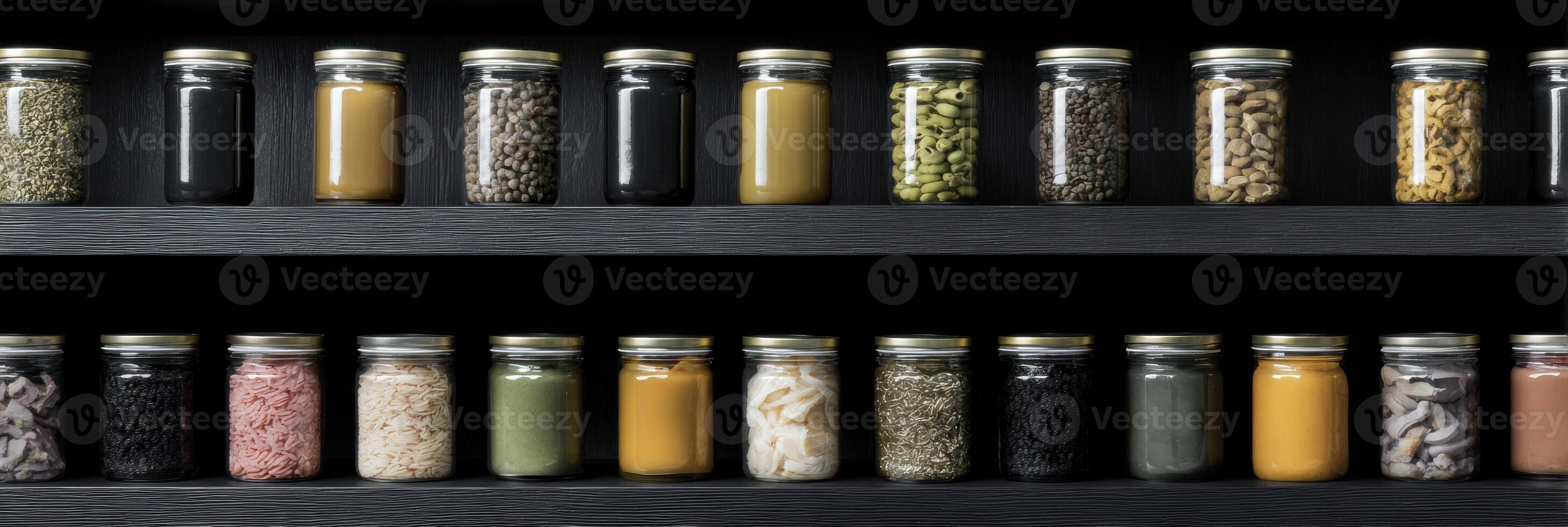 Canned Pet Food Displayed on a Dark Shelf Creating a High Contrast Showcase for Easy Viewing and Selection photo