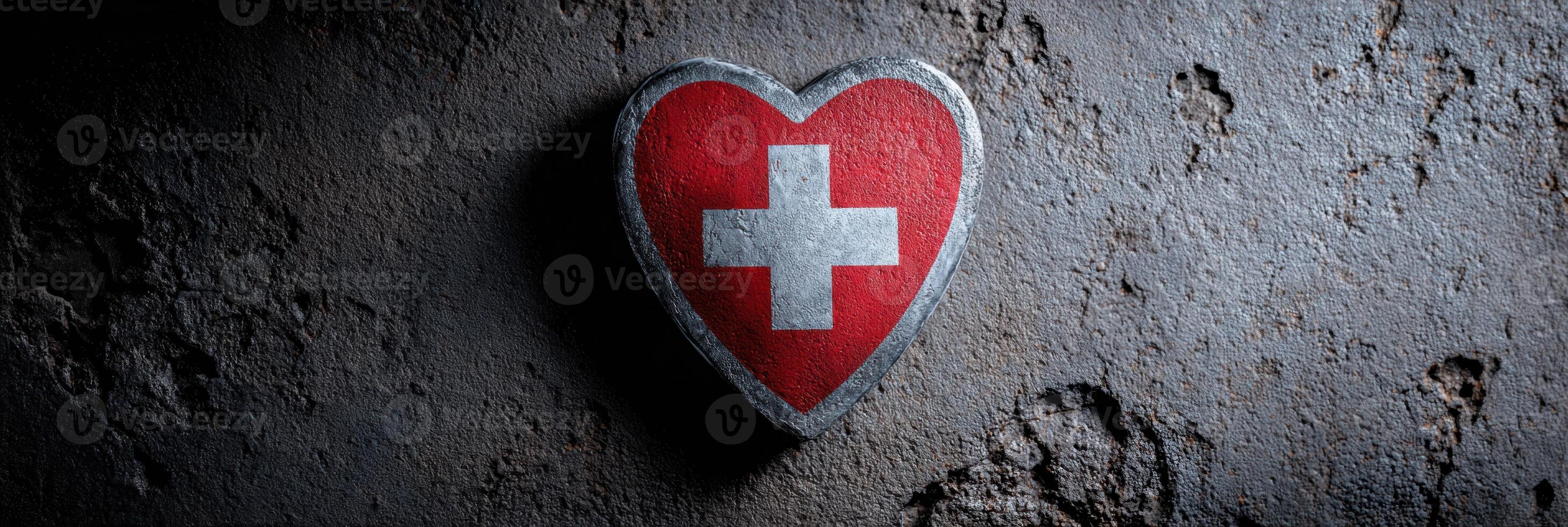 Strong Heart Symbol Integrated With a Shield Icon Representing Mens Health in a Textured Environment photo