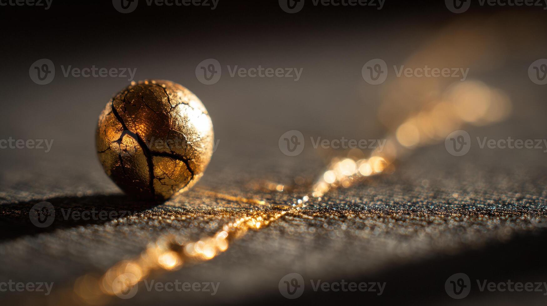 Close-up View of Cracked Lucky Charm on a Table Illuminated by Dramatic Light in an Intimate Setting photo