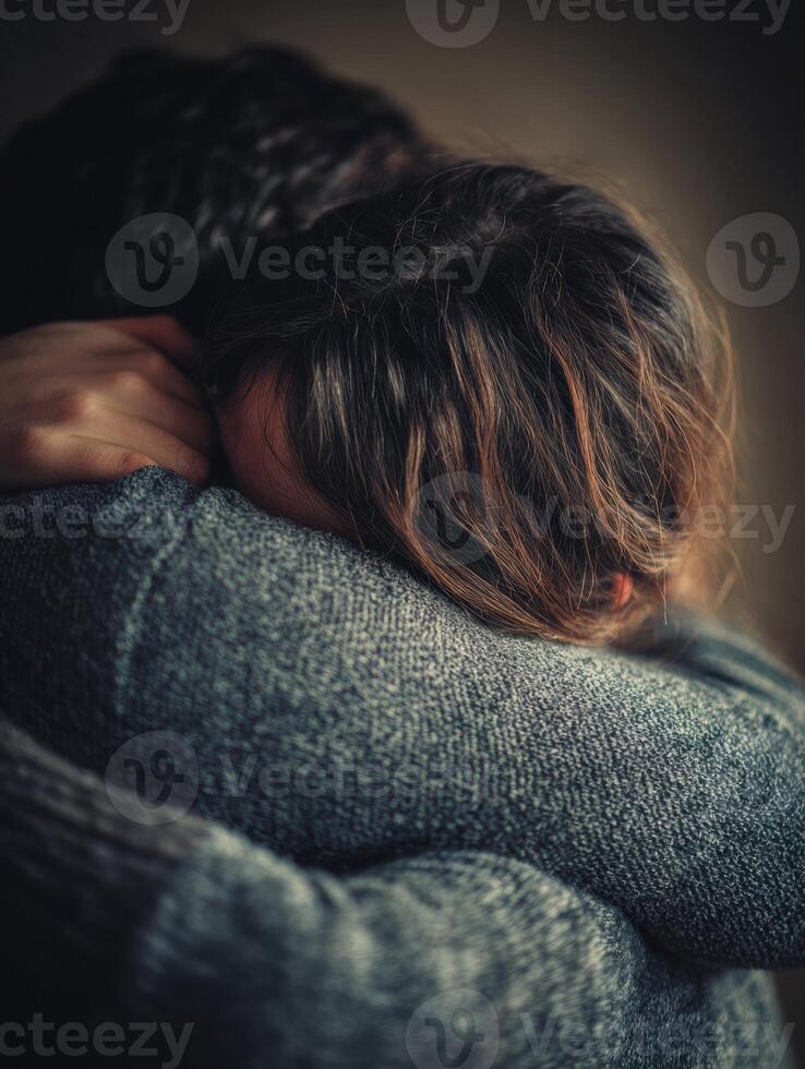 Emotional Hug Shared in Silence, Conveying Deep Connection and Understanding Between Two People in a Soft Focus Setting photo