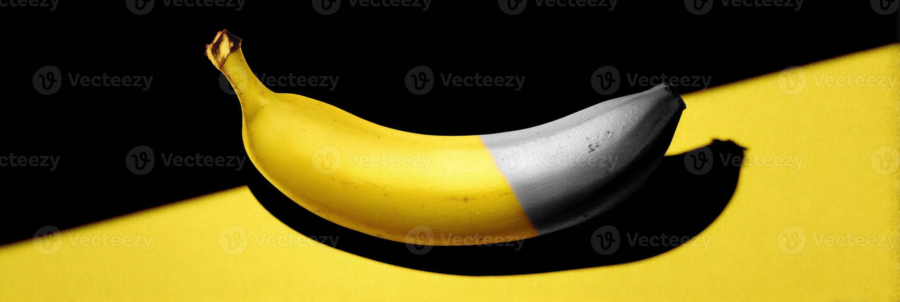 Conceptual Artistic Interpretation of a Low Saturation Banana Casting a Shadow With an Open Upper Margin photo