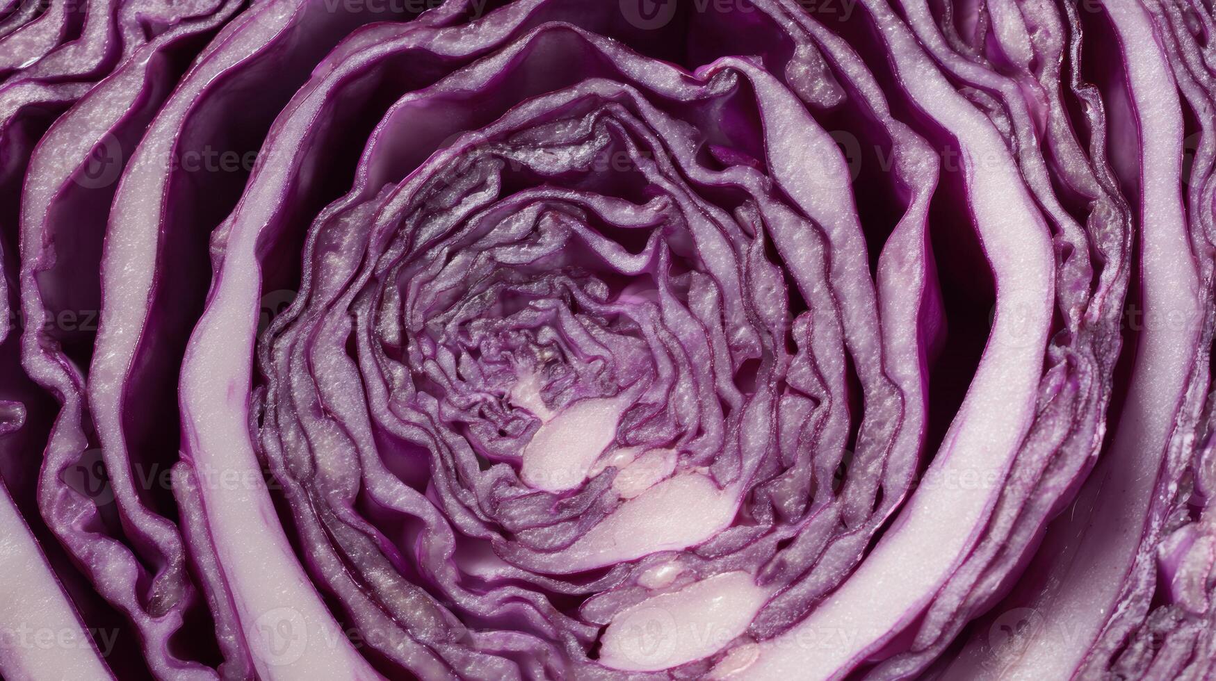 Sliced Red Cabbage Forming a Circular Pattern With Natural Mandala Design and Open Center Showcasing Intricate Details photo