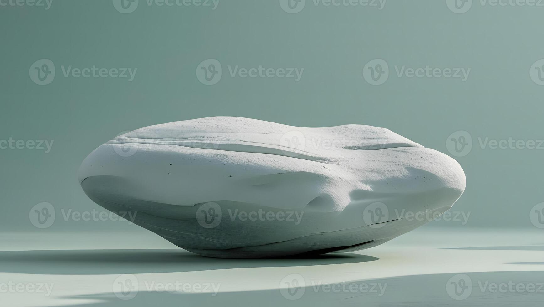 Smooth abstract white stone sculpture with soft shadows on a subtle teal background photo