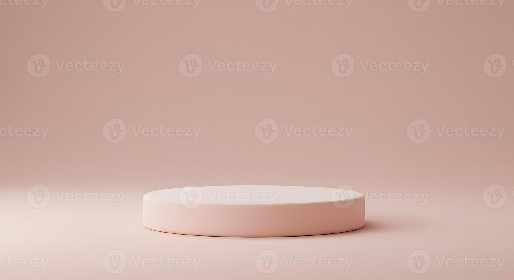 Minimalist light pink cylinder podium on a soft pastel background for product display photo