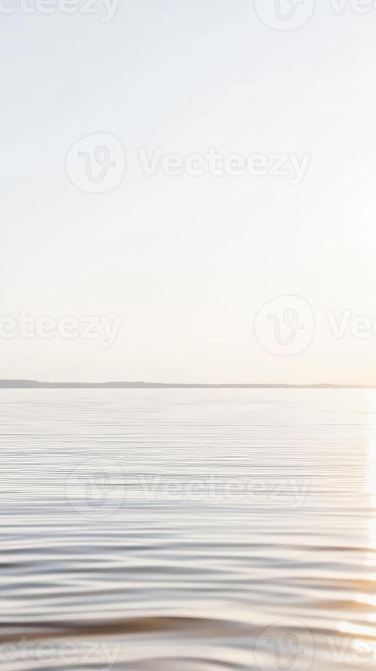 Peaceful Water Horizon A Serene Minimalist Landscape Capturing Gentle Ripples and Soft Light, Ideal for Calm and Contemplative Ambiance photo