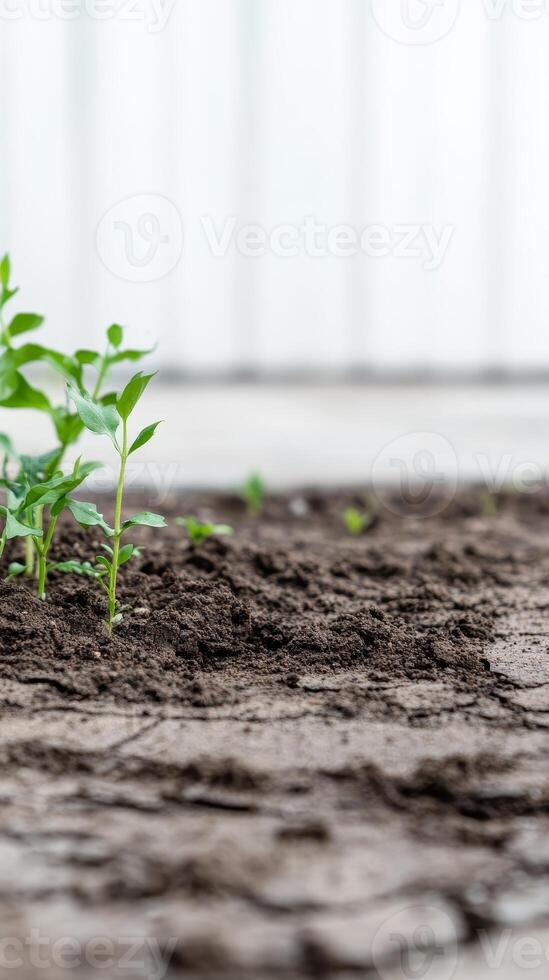 Vibrant Green Seedlings Emerge from Rich Earth, Symbolizing New Life and Growth in a Cultivated Garden. Fresh Beginnings in Nature. photo
