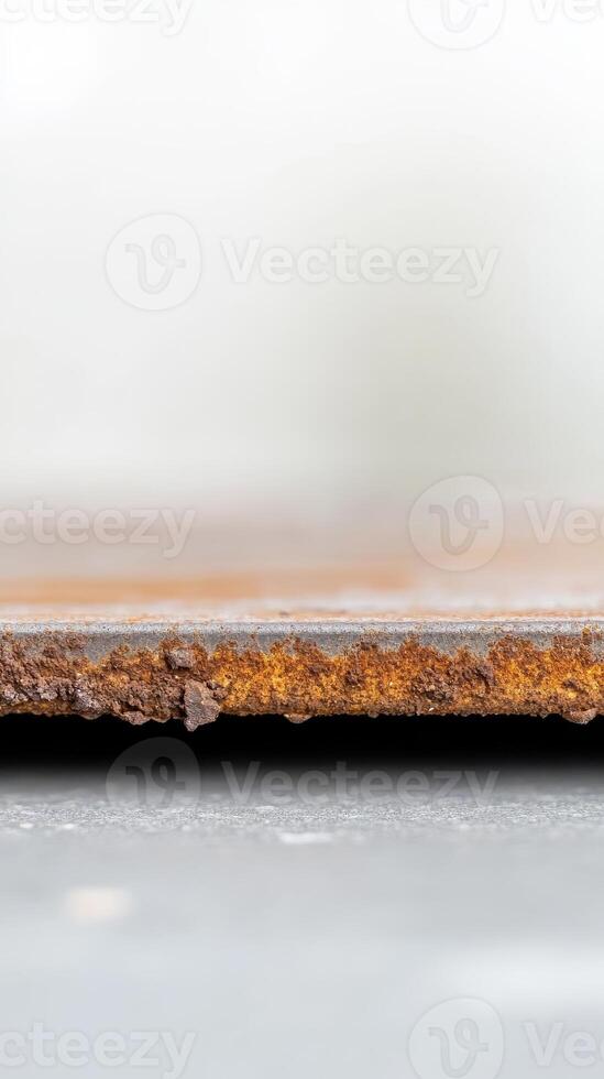 Close-up of a vibrant, textured rusty metal surface revealing intricate corrosion and aged decay, perfect for industrial backgrounds and abstract design elements. photo