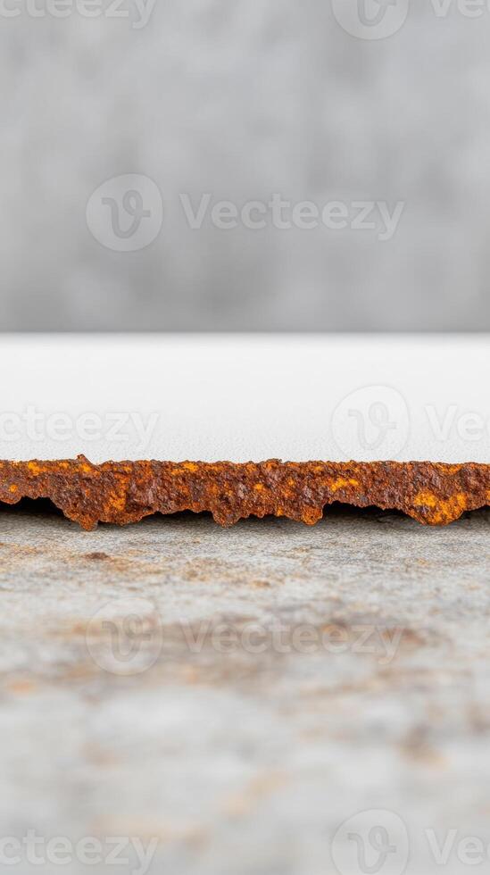 Aged Metal Edge Macro View of Vibrant Rust and Textured Corrosion. Industrial Decay's Beauty, a Gritty Patina for Abstract Backgrounds and Art. photo