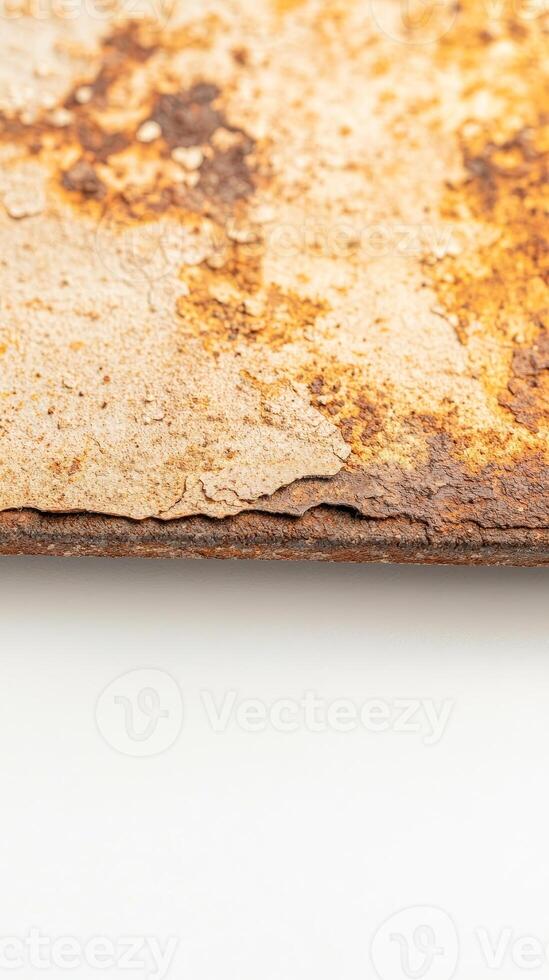 Captivating close-up of rich, textured rust on aged metal, revealing intricate patterns of corrosion and decay. A perfect grunge background or abstract art element. photo