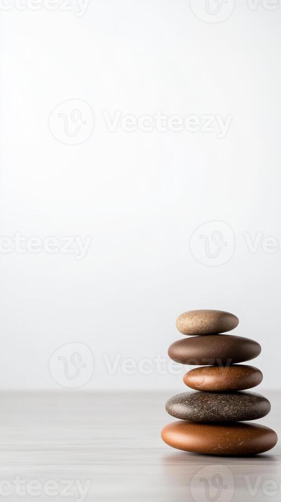 Perfectly Balanced Zen Stones A Serene Stack for Inner Peace, Mindfulness, and Tranquility. Ideal for Meditation, Spa, and Wellness photo