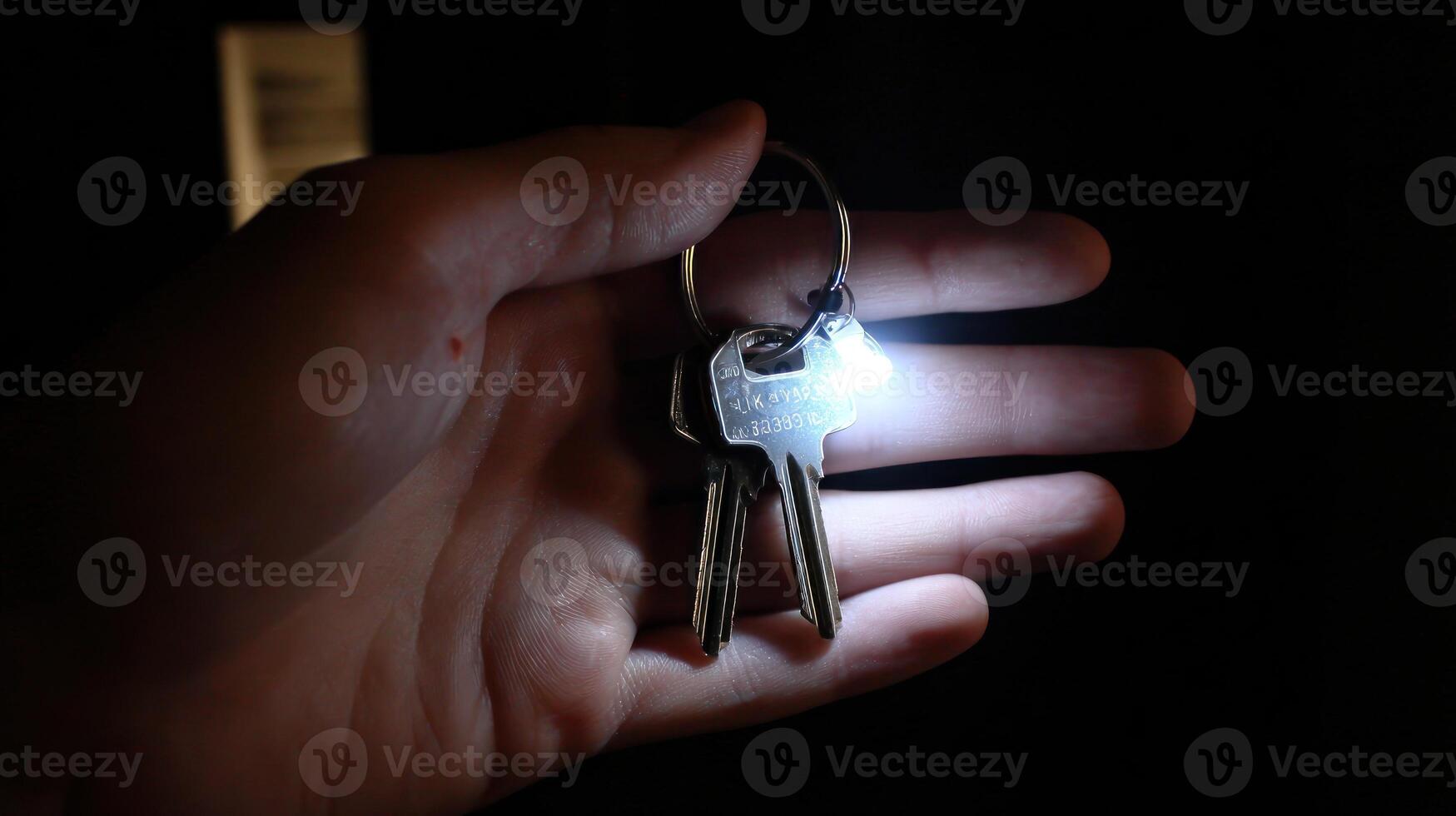 Keys in hand lit up photo