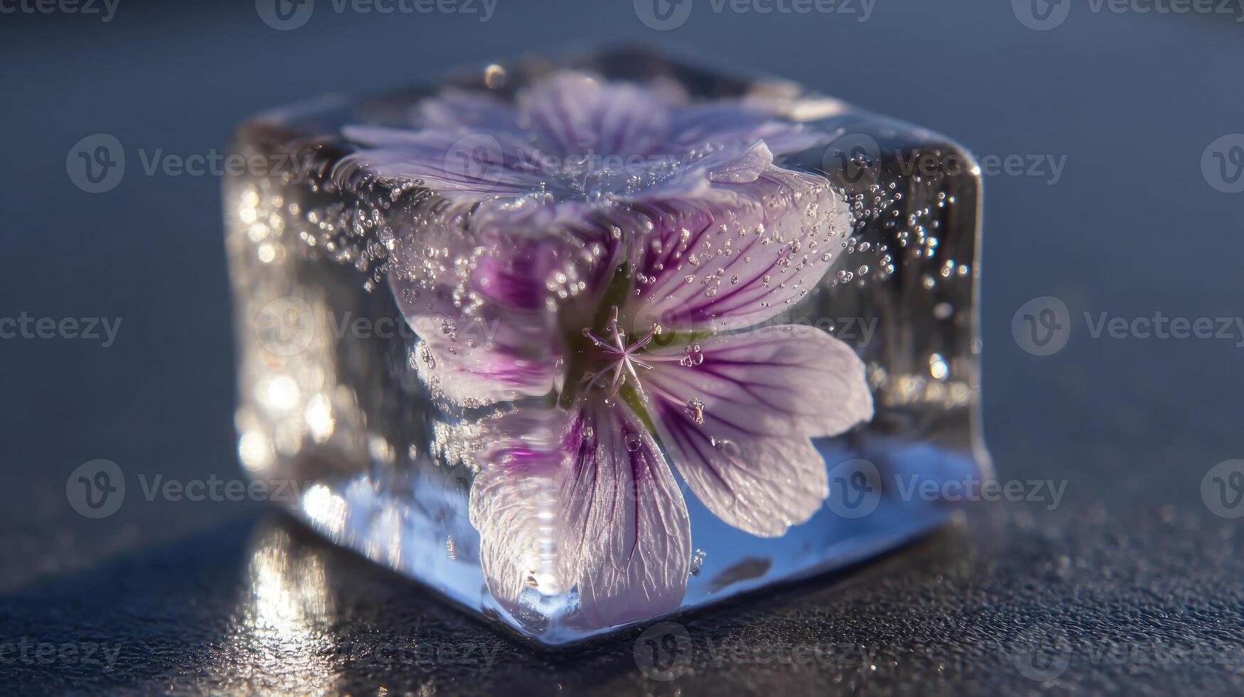 Ice cube with a flower photo