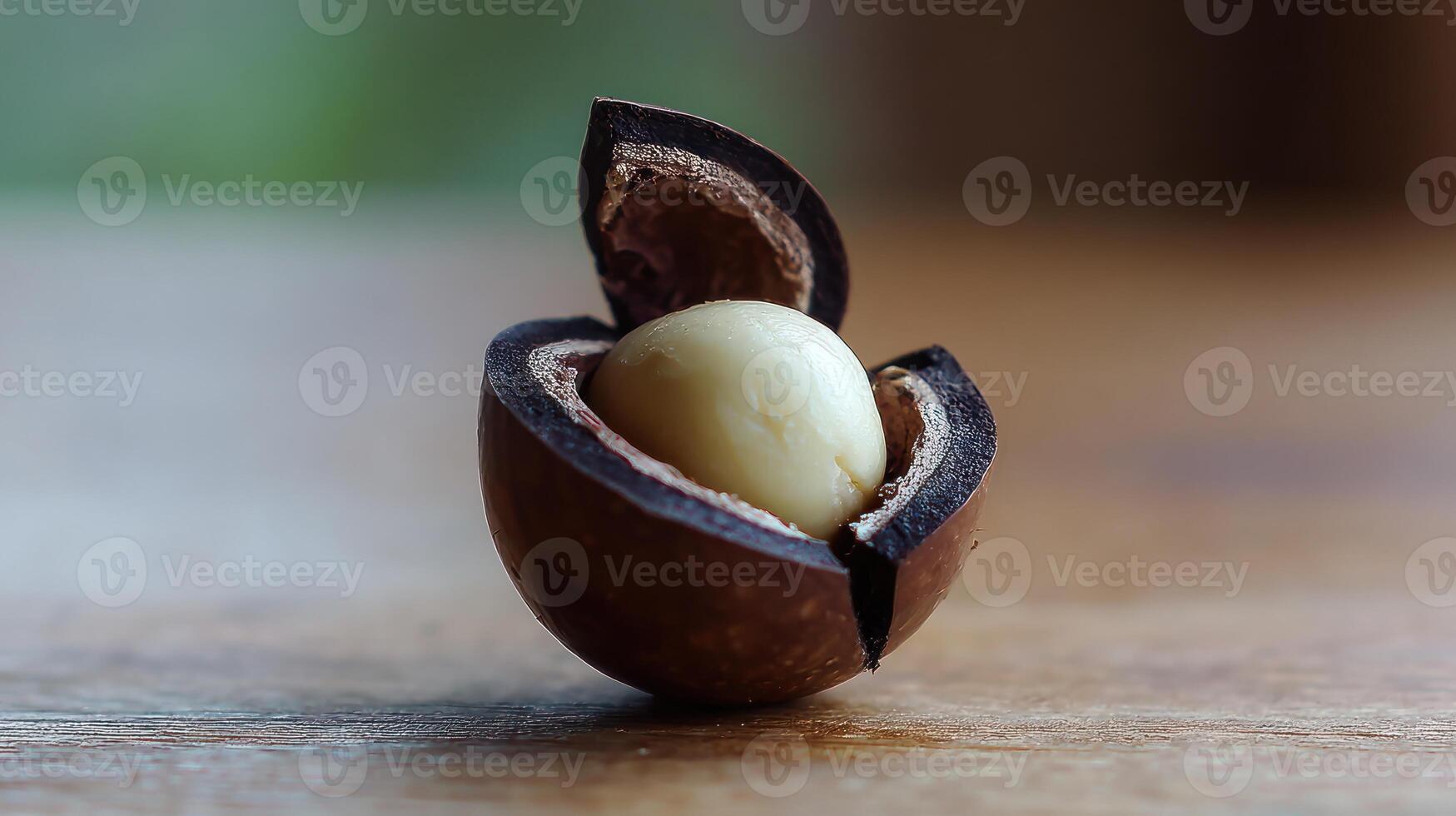 Macadamia nut split open photo