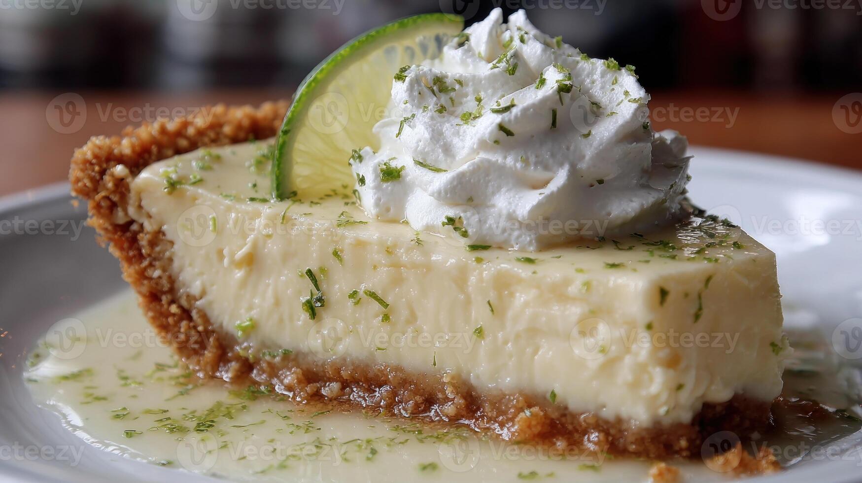 Lime pie slice close-up photo