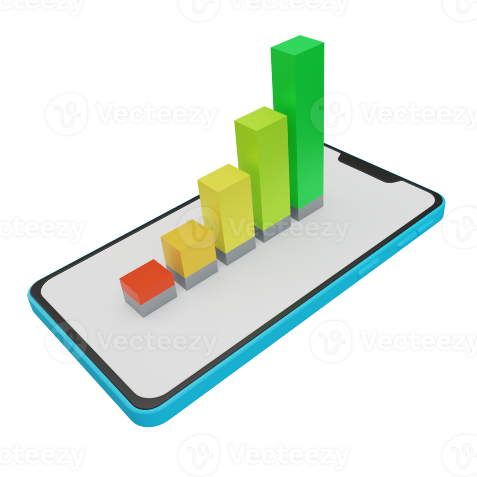 A smartphone with a bar chart on it png