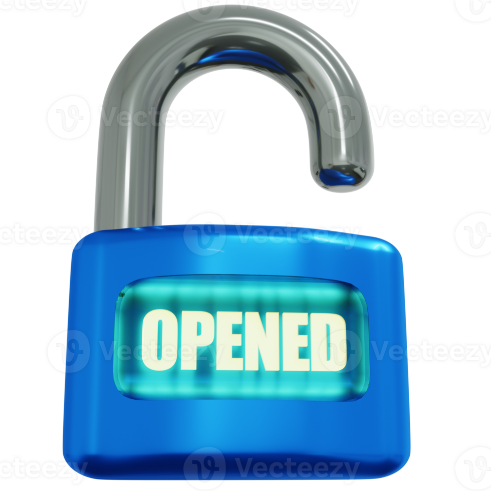 Open padlock with blue text png