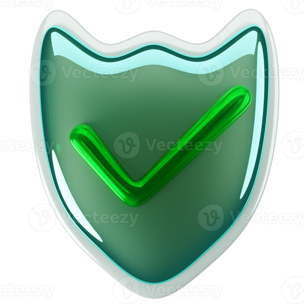 A green shield with a tick mark on it png