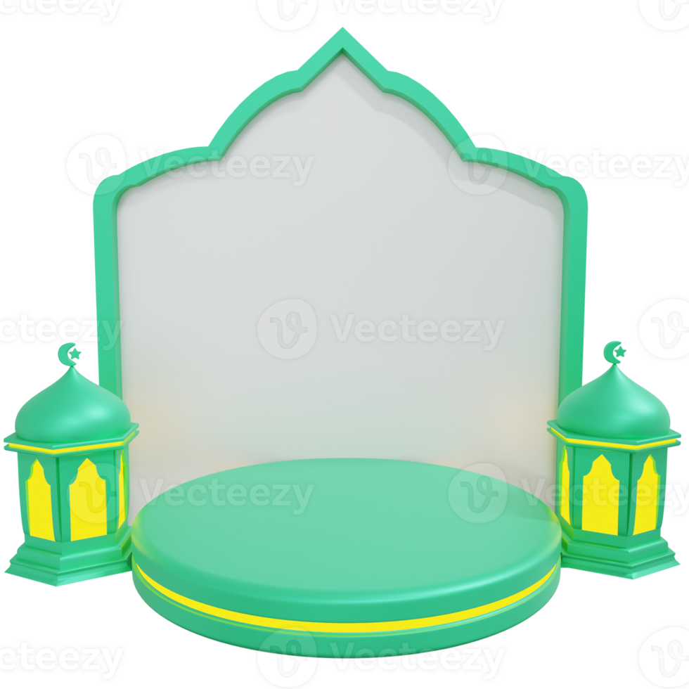 A green stage with a white background and two lamps png