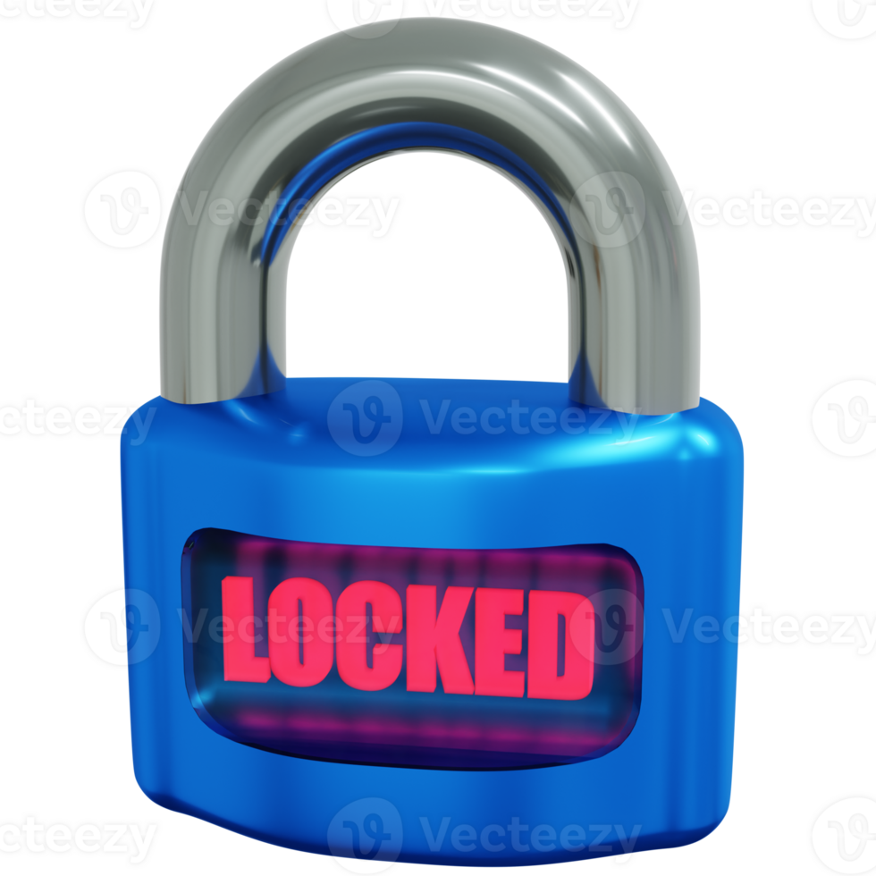 Locked padlock with the word locked on it png