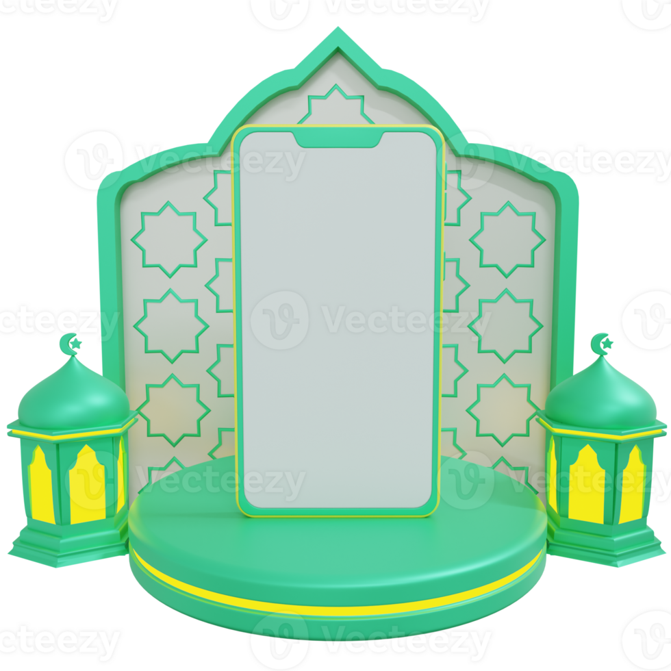 An islamic display with a phone on it png