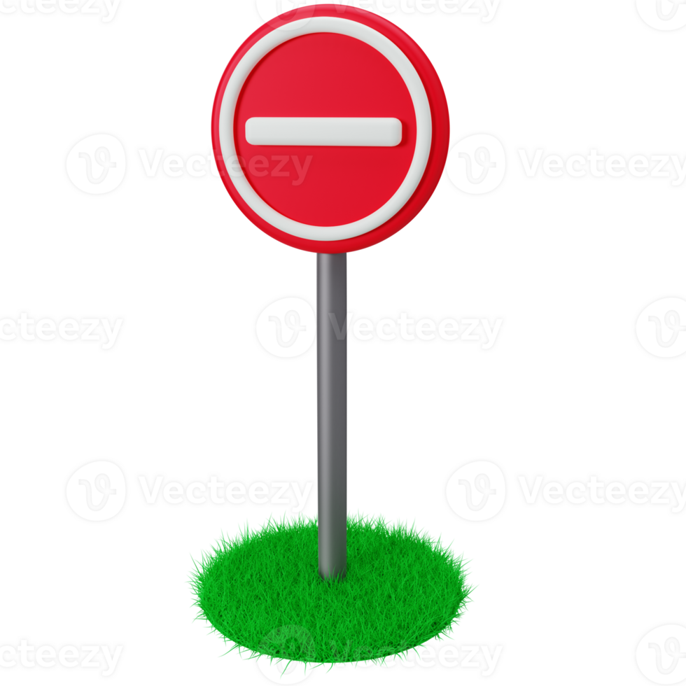 A red no entry sign on a grassy area png