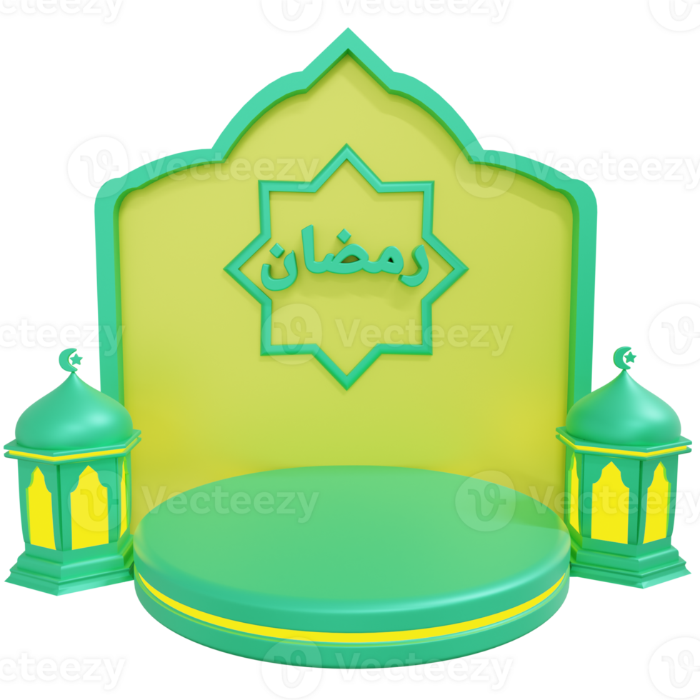 A green and yellow islamic shrine with a lamp png