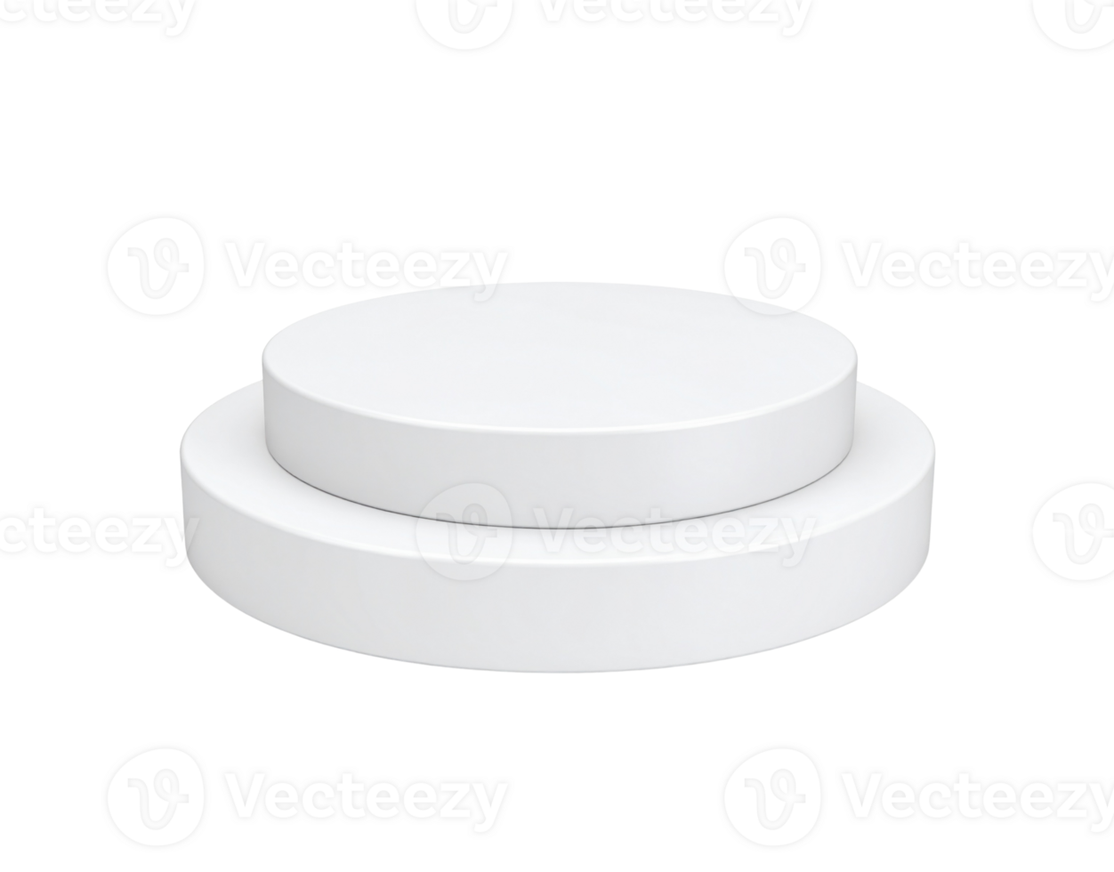 Minimalist twotiered white cylindrical podium with a smooth clean surface for product display. png