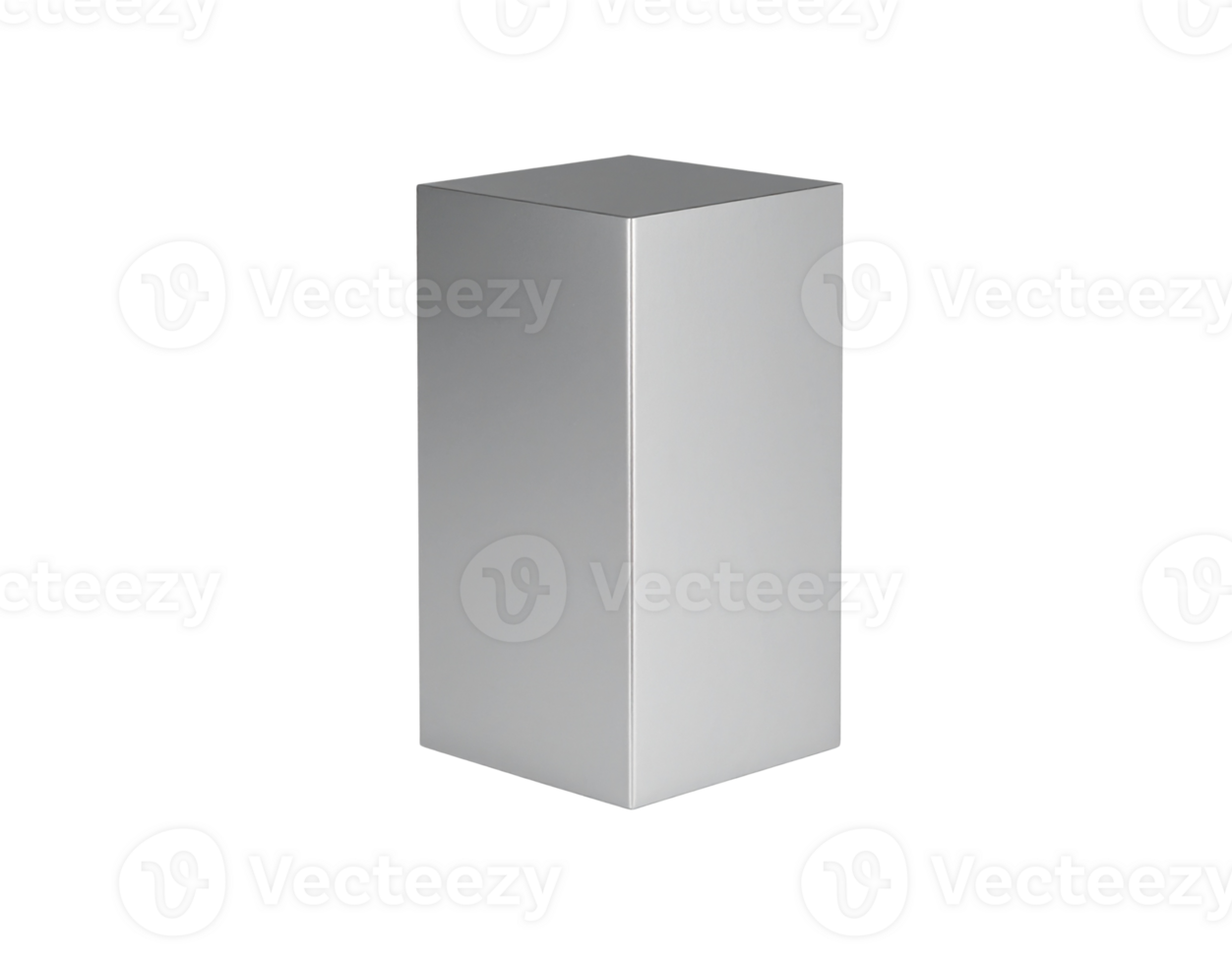 Sleek silver rectangular prism with a smooth matte metallic finish and sharp edges. png