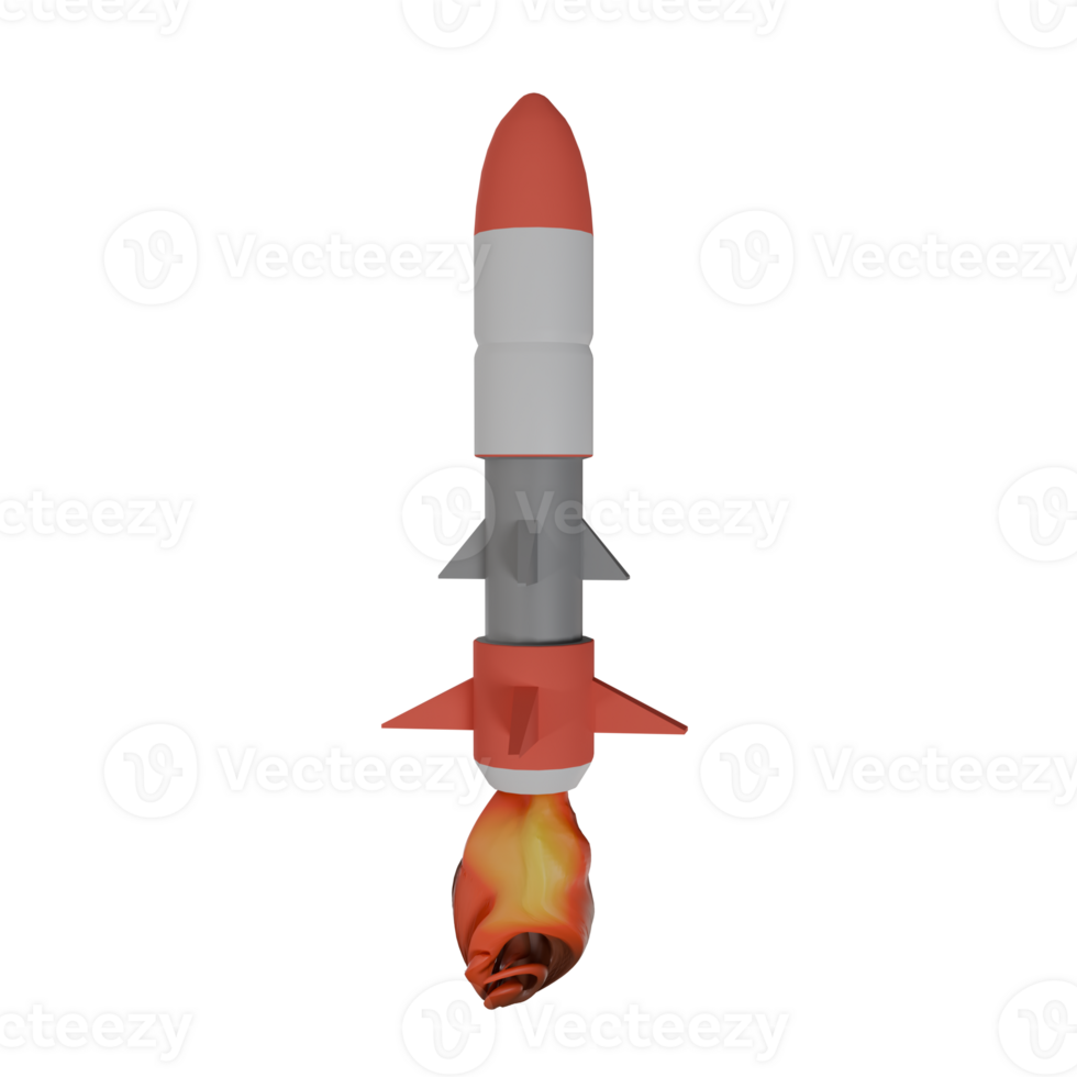 Rocket launched vertically with fire png