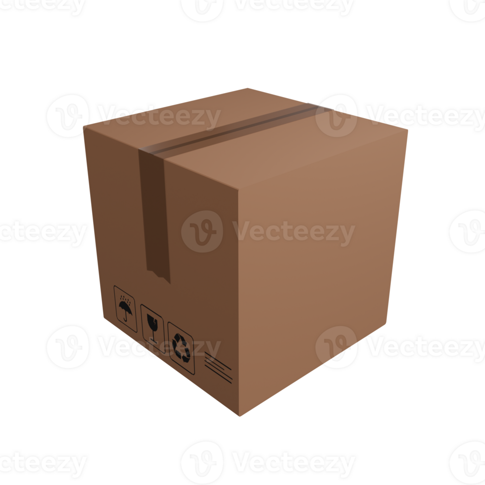 Illustration of Closed Cardboard Box for Shipping png