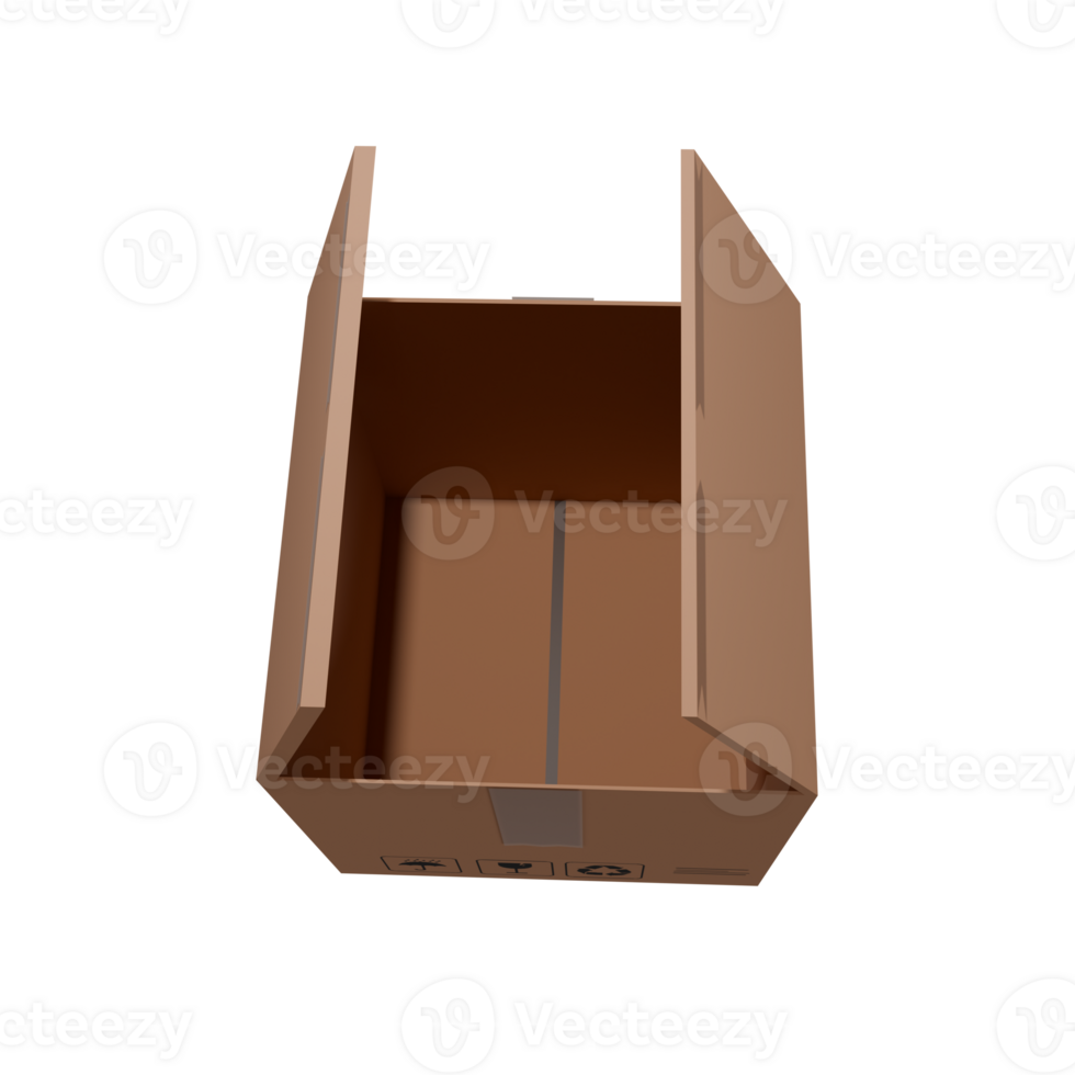 Open Empty Cardboard Box Packaging png