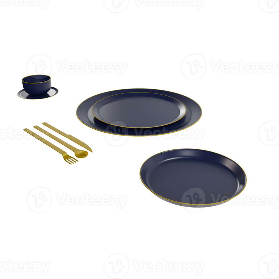 3D Luxury Plate Set Elegant Dining Concept png