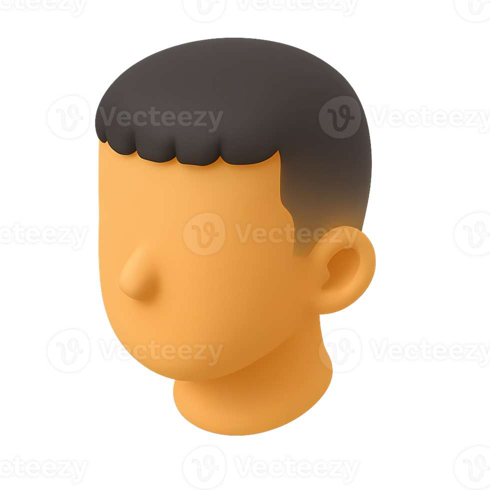 3D Isometric Male Head Icon with Caesar Cut Hairstyle png