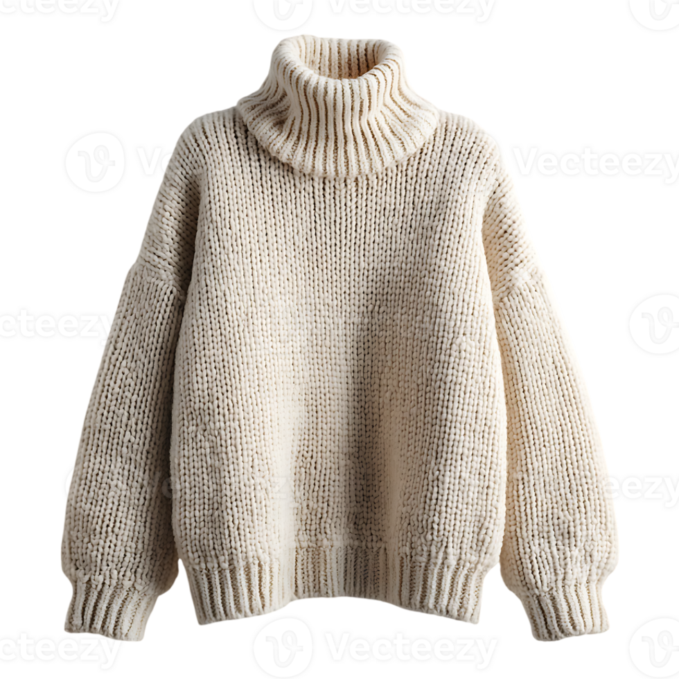 Cream turtleneck sweater knitwear oversized comfy cozy winter autumn fashion apparel png